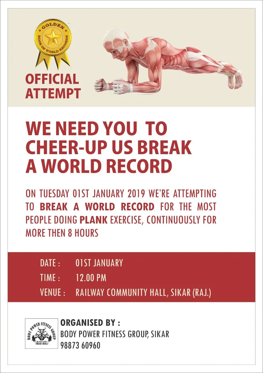 Body power Fitness GYM Is Going To Establish A World Record Of Plank Hold
